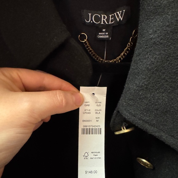 J.Crew Cropped Lady Jacket Black Size Medium NWT - Picture 3 of 3